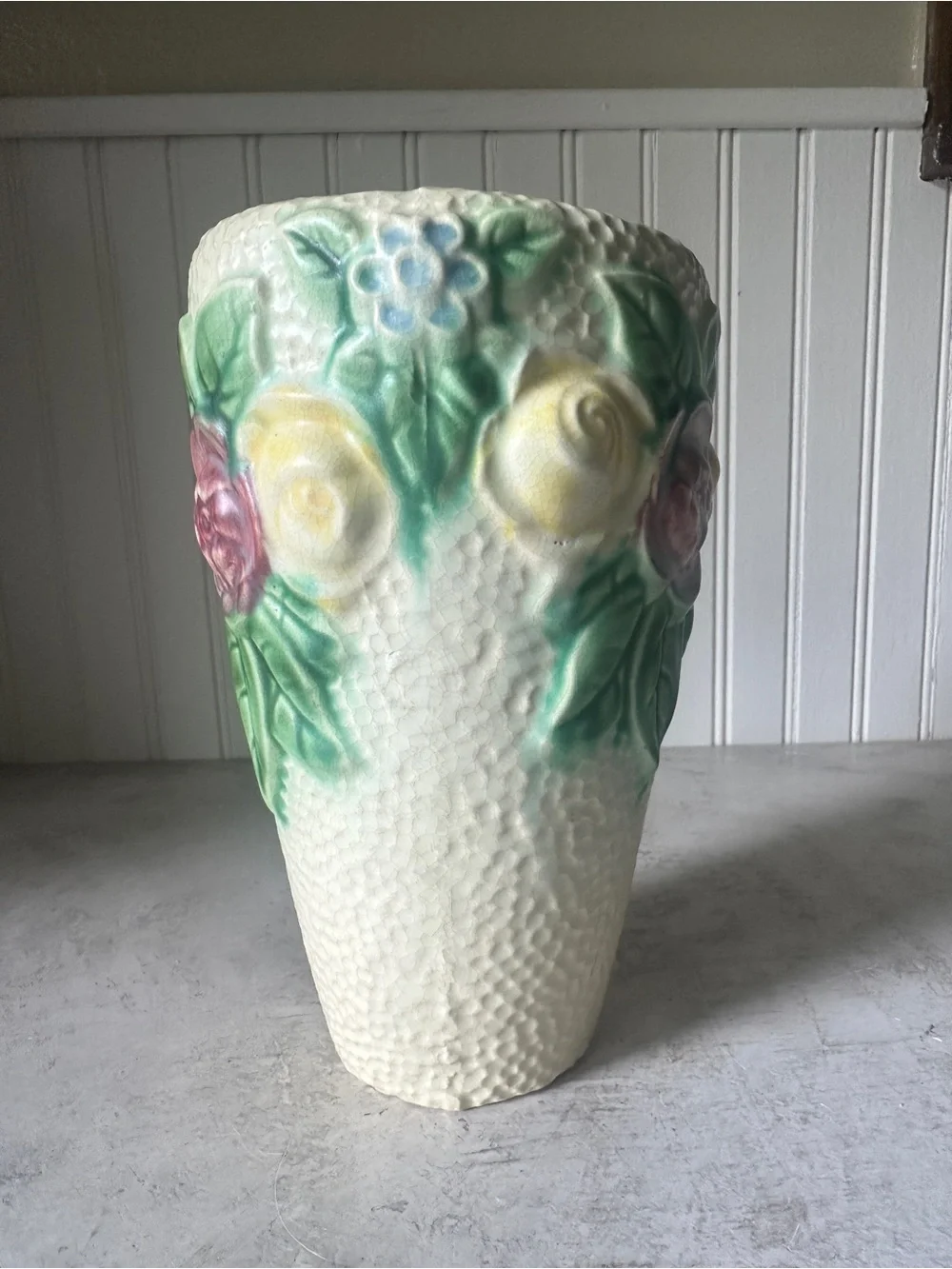 Roseville Rozane 8” Floral Cone Vase 103-8 Antique 1917 Pottery Vintage Decor
